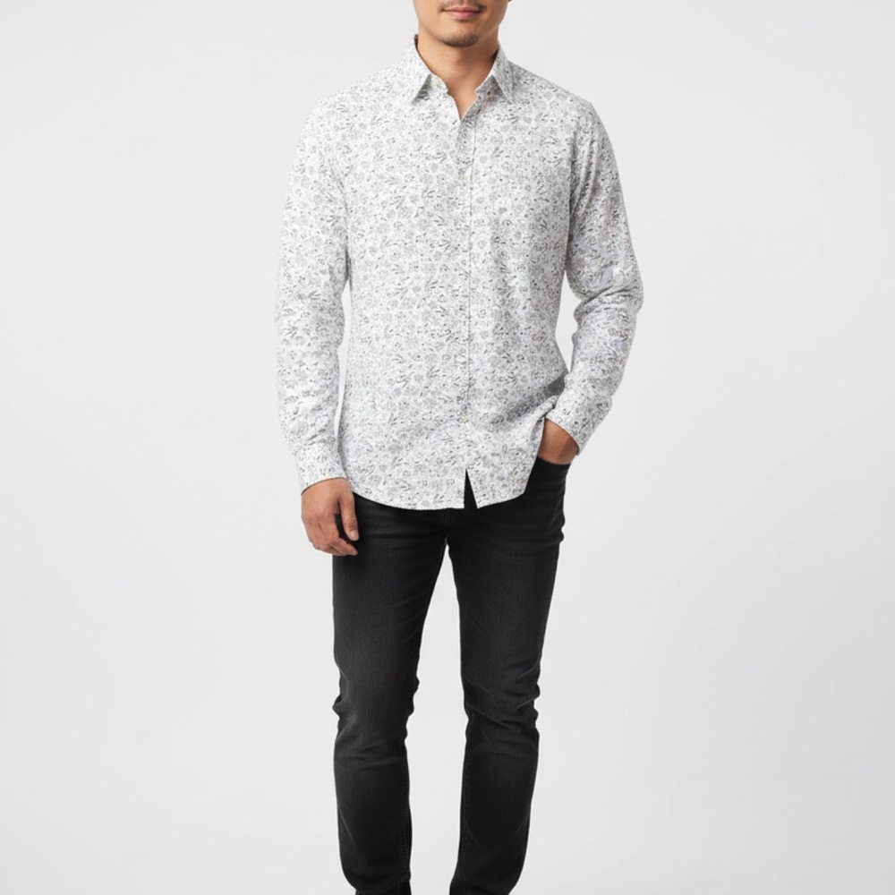 Abercrombie & Fitch Cream and Black Patterned Shirt